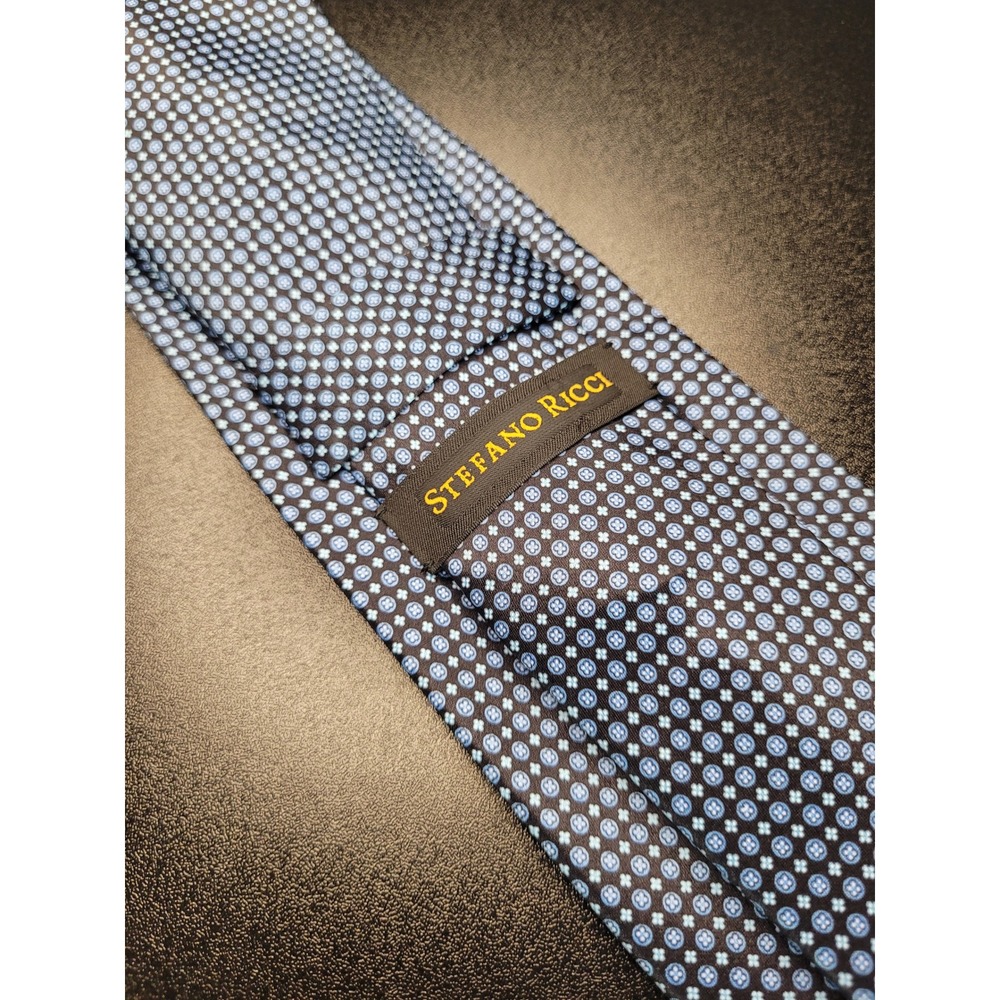 Stefano Ricci Men's Necktie Blue Medallion Silk 3.75x58 Excellent